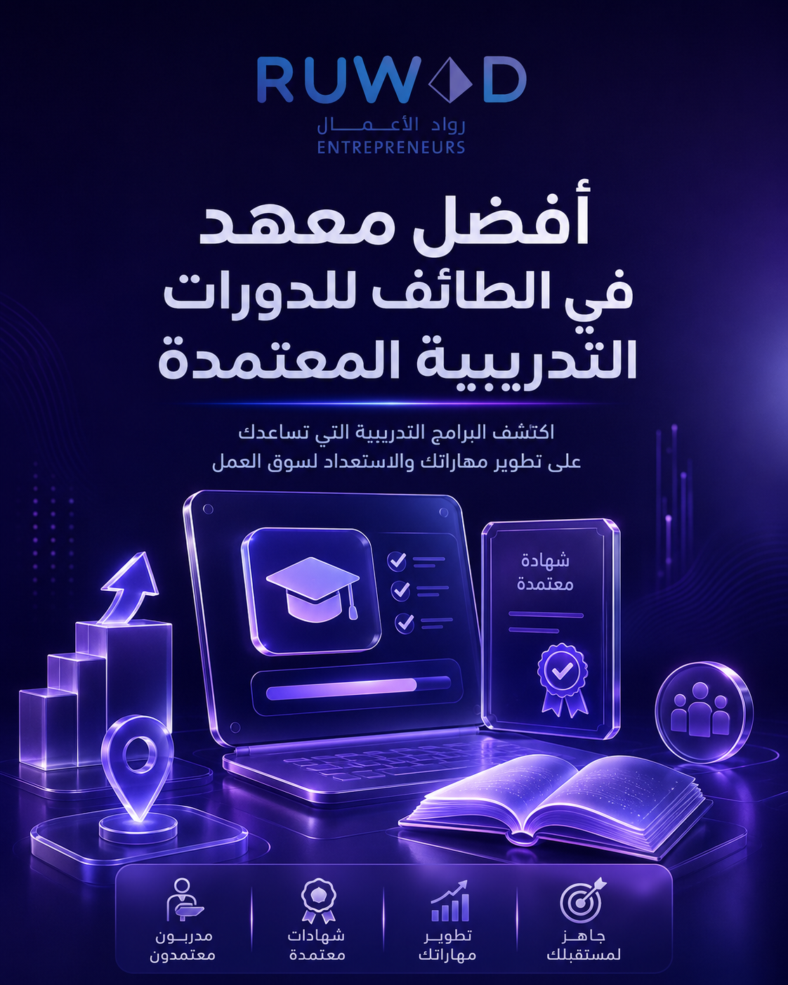 أفضل معهد في الطائف يقدم دورات تدريبية معتمدة حضورية وعن بعد