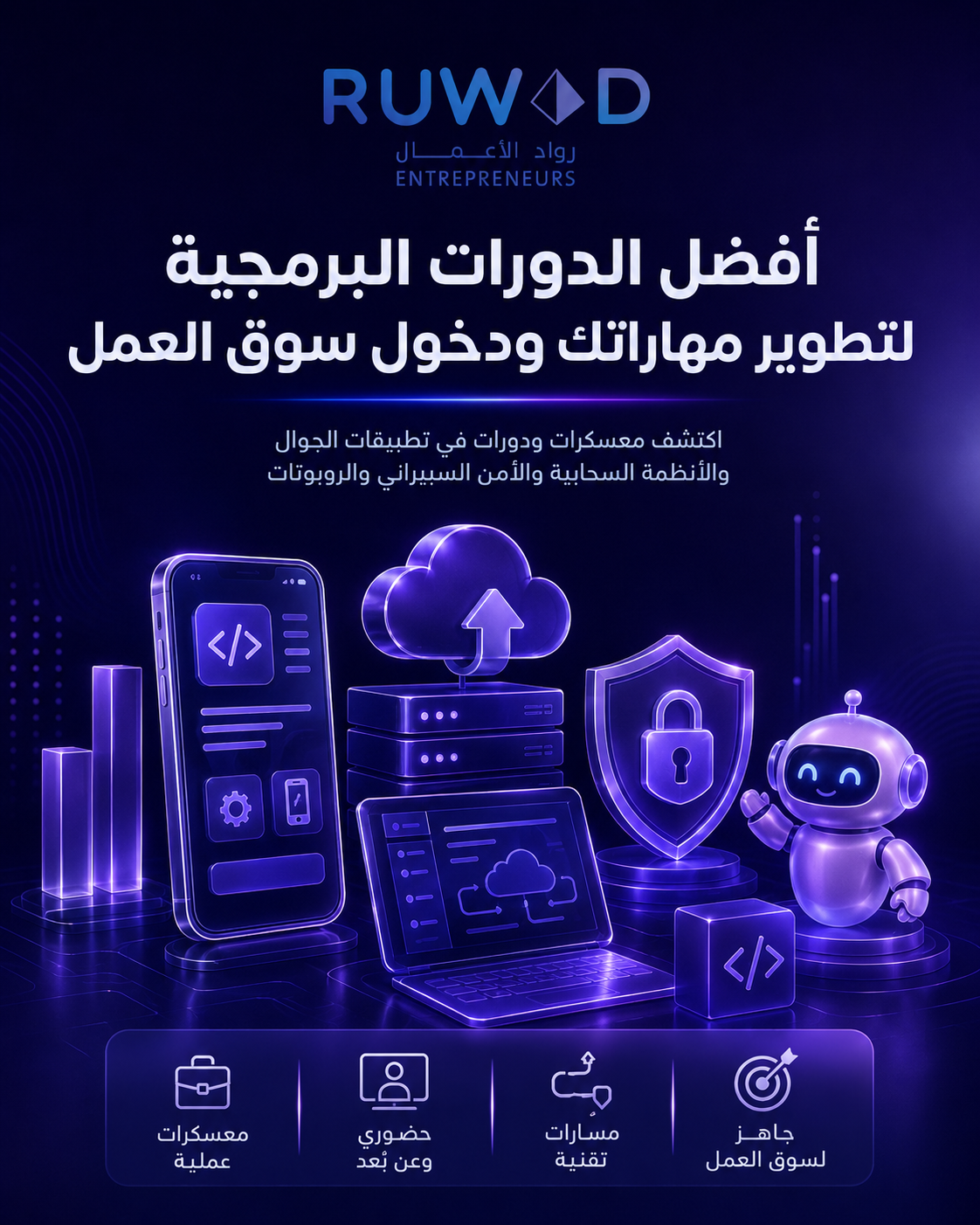 أفضل الدورات البرمجية في معهد رواد الأعمال لتطوير المهارات ودخول سوق العمل